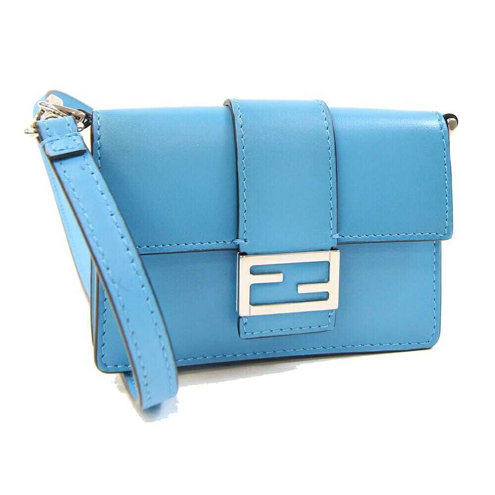 Fendi Flat Bucket Shoulder Bag Blue Leather